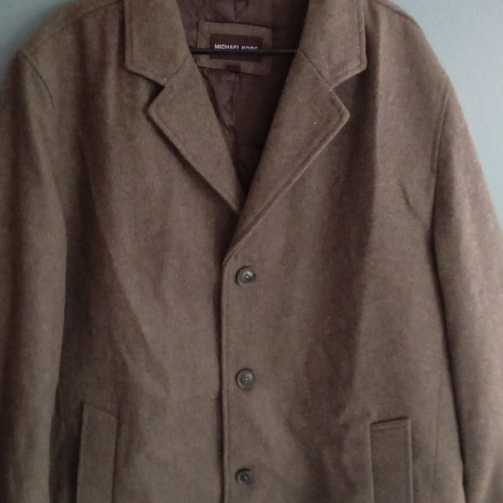 MICHAEL KORS‎ Mens Brown Wool Blend Button Front Blazer Coat Size Large